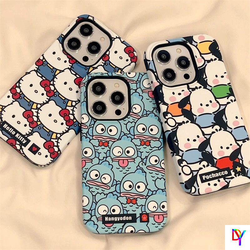 Hello kitty, pochacco สําหรับ Apple 16/17pro เคสโทรศัพท์ 15promax 2-in-1 14 น่ารัก 13/12/11Promax Xsmax เคสป้องกันการตกสองชั้น