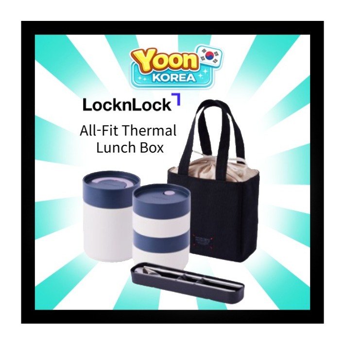 LocknLock All-Fit Thermal Lunch Box Set (480ml + 230ml + 310ml + ชุดช้อนส้อม + กระเป๋าพกพา) Lock&Loc