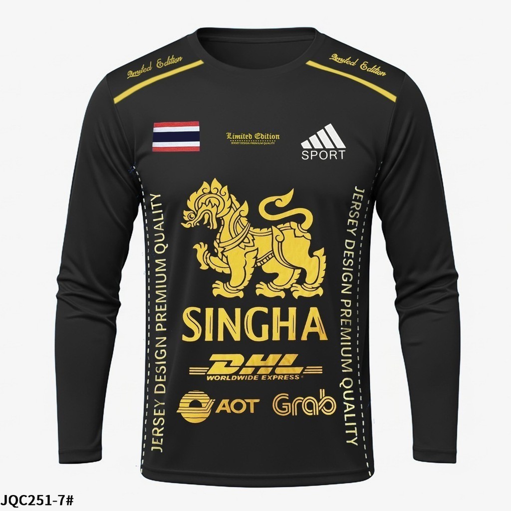 เสื้อกีฬา แขนยาว คอกลม ม-3เอ็กแอล พิมพ์ลายสิงห์ ผ้าไมโคร ระบายอากาศดี แห้งเร็ว ใส่ออกกําลังกาย วิ่ง ฟิตเนส ที251#
