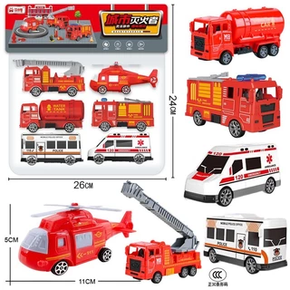 ชุดรถของเล่น ชุด 6ชิ้น รถของเล่นดึงกลับ รถก่อสร้าง/รถดับเพลิง/รถตำรวจ/รถขนาดเล็ก ของเล่นเด็ก