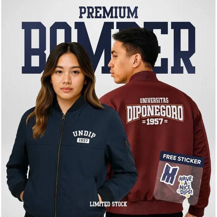 UK BOMBER JACKET MERCHANDISE. XL UNIVERSITY OF DIPONEGORO NAVY