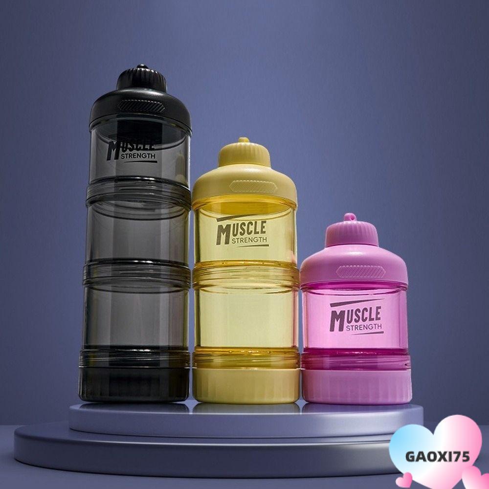 กาซี75 กล่องผงโปรตีน, 1/2/3 ชั้นช่องทางพลาสติกขวดอาหารเสริมฟิตเนส,พร้อมหัวเข็มขัดปีนเขาแบบพกพาชั้นเก็บขนมขบเคี้ยวสามารถ
