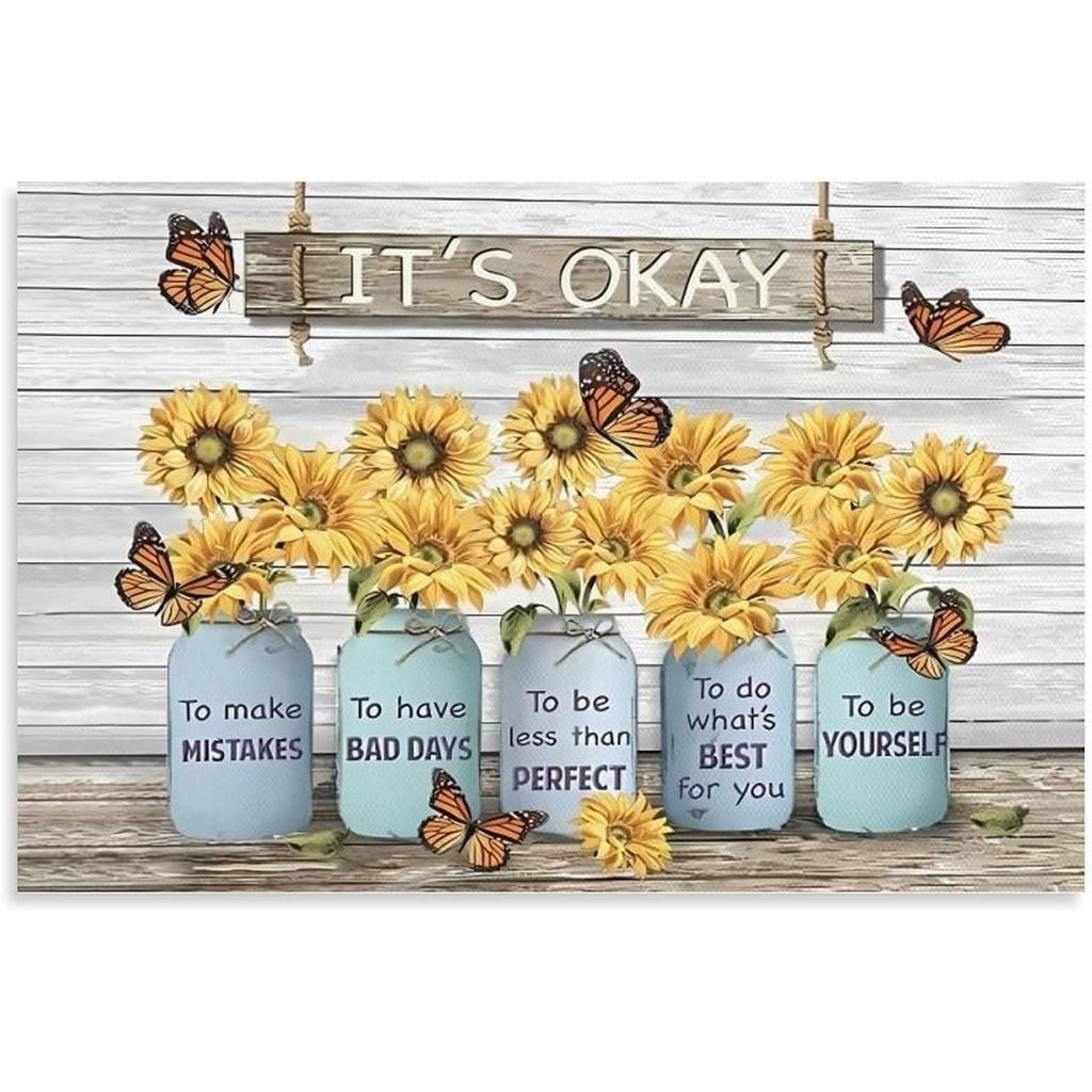Sunflower Its Ok Funny Home Kitchen Wall โปสเตอร์ตกแต่งพิมพ์ 08x12 นิ้ว20x30 ซม.