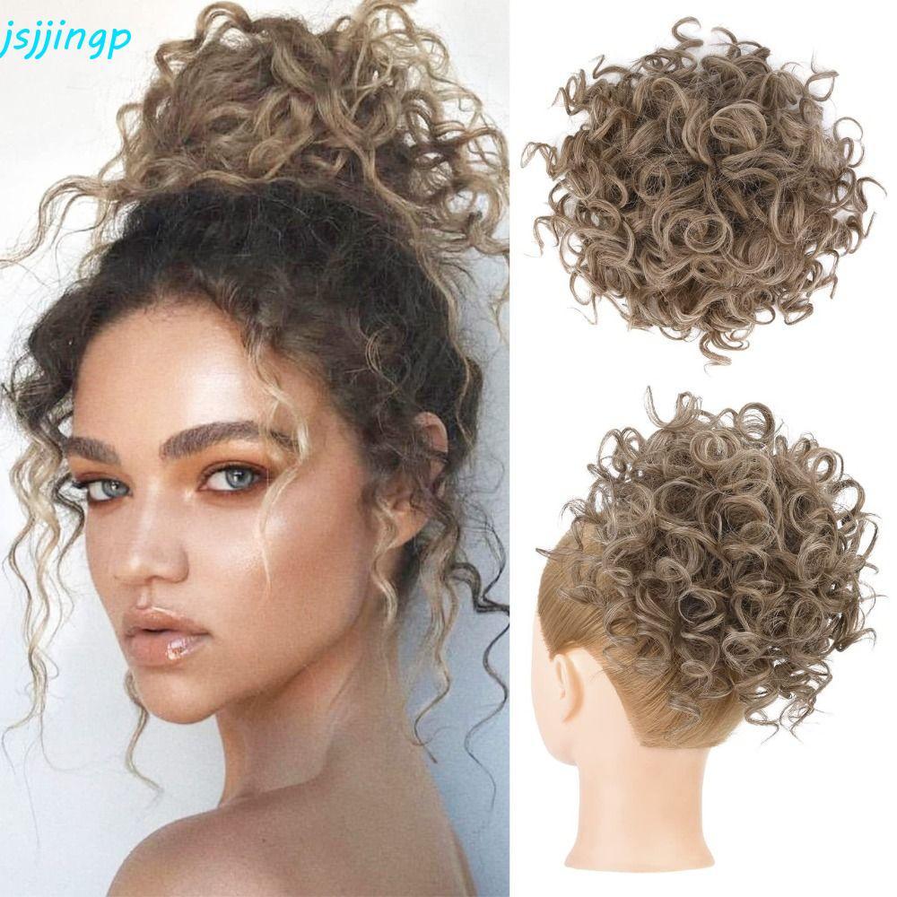 JSJJINGP Messy Curly Hair Bun แฟชั่นที่มองไม่เห็นคุณภาพสูง Updo Hairpiece อุปกรณ์เสริมผมผม Extensions คลิปหญิงสีน้ําตาลผมสังเคราะห์ Bun