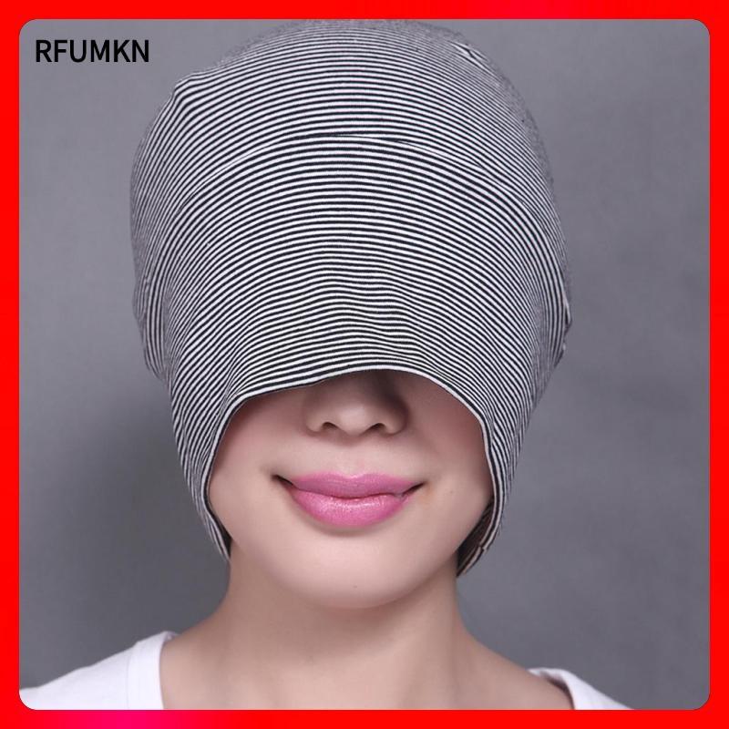 หมวกคลุมศีรษะสำหรับนอน สีเทา สำหรับผู้ใหญ่ทั้งชายและหญิง ทำจากผ้าฝ้ายนุ่ม
