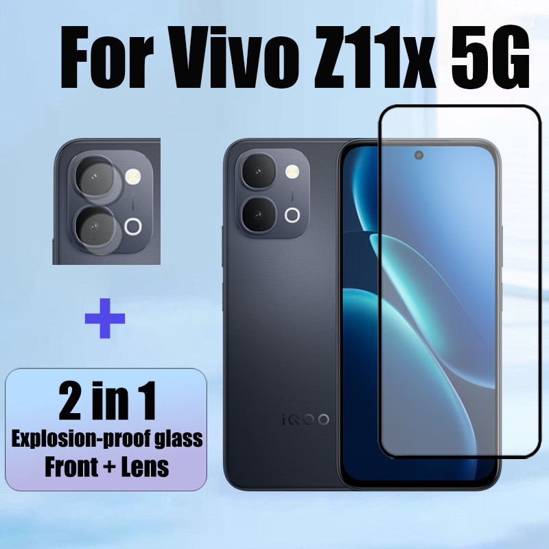2 in 1 iQOO Z11x กระจกนิรภัยป้องกันหน้าจอสําหรับ Vivo iQOO Z11 Z10 Turbo Plus Turbo + Pro 5G Anti-impact Glass ป้องกันฟิล์มและกล้องเลนส์ฟิล์ม