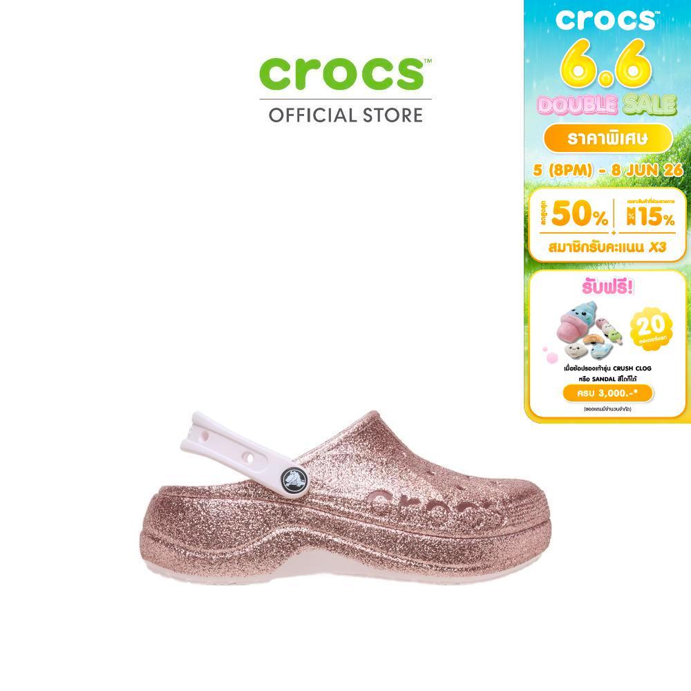 CROCS รองเท้าลำลองผู้หญิง BAYA PLATFORM GLITTER CLOG รุ่น 208459-6PI - BARELY PINK