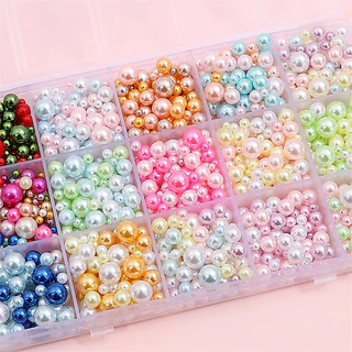 ลูกปัดไม่มีรู 10g 3-8mm ลูกปัดเลียนแบบทรงกลมสี ABS อุปกรณ์ตกแต่งเครื่องประดับ
