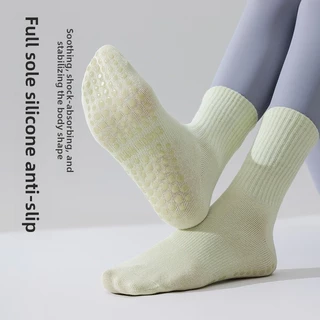 ถุงเท้าโยคะผู้หญิง Anti-slip ดูดซับเหงื่อกลางหลอดถุงเท้ากีฬา Four Seasons Universal Fitness ถุงเท้าพิลาทิส All-in