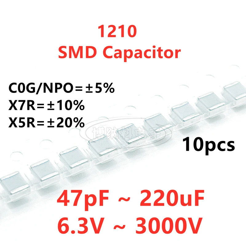 1210 ตัวเก็บประจุ SMD 47PF100PF220PF330PF470PF680PF1NF2.2NF4.7NF10NF22NF47NF100NF0.1UF1UF2.2UF4.7UF1