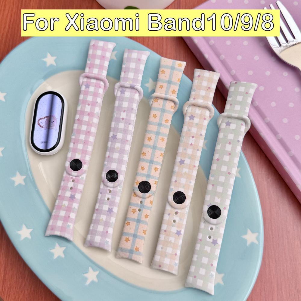 สําหรับ Xiaomi Smart Band 10 9 8 NFC Mi Band 10 Ceramic Edition Checkered Star พิมพ์นาฬิกา