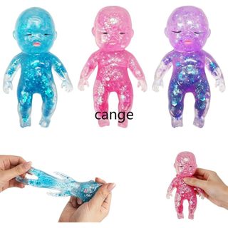 1pcs Shiny Confetti Filled Sleepy Baby Doll Squeeze Fidget Anti-Anxiety Vent Toy
