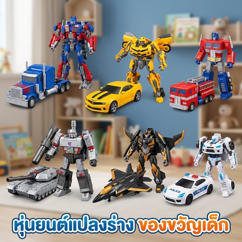 หุ่นยนต์แปลงร่าง ของเล่นทรานส์ฟอร์เมอร์ รถแปลงร่าง ขยับข้อต่อได้ ของเล่นเด็กผู้ชาย ของขวัญ