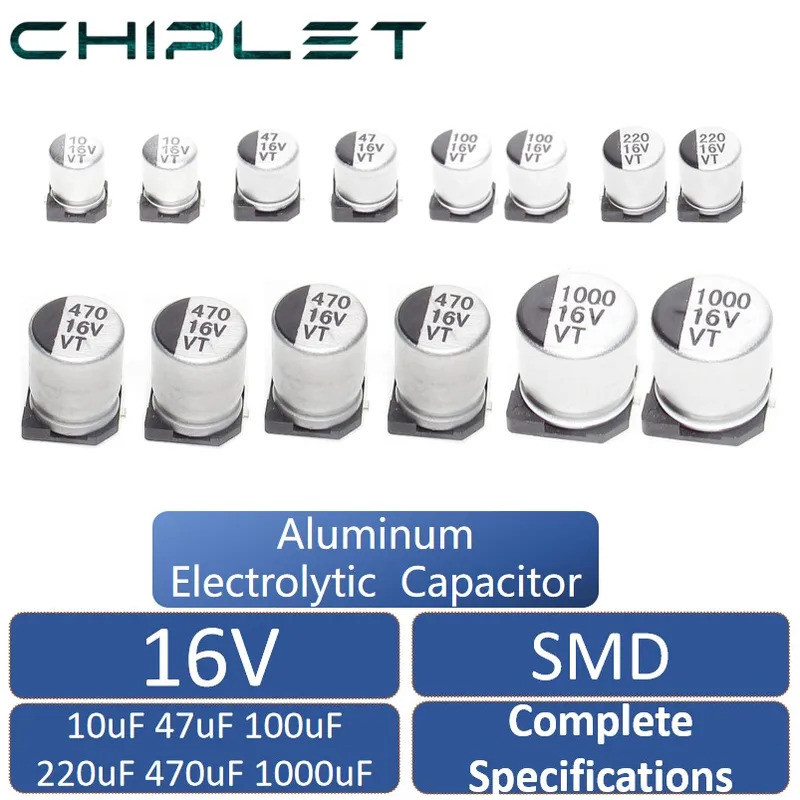 5/10pcs SMD อลูมิเนียม Electrolytic Capacitor 16V 10uF 47uF 100uF 220uF 470uF 1000uF รับการปรับแต่ง 