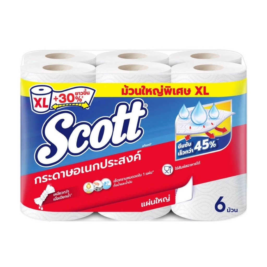 สก๊อตต์ กระดาษอเนกประสงค์ รุ่น แคลอรี่ไลท์ x 6 ม้วน Scott Paper Towel Calorie Light 6 Rolls