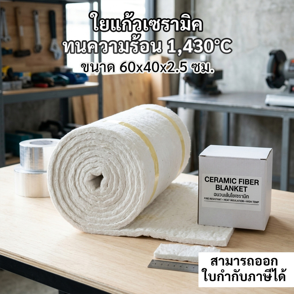 ใยแก้วเซรามิค ทนความร้อน 1,430 องศา°C  ขนาด  40 ซม. x  60 ซม. x 2.5 ซม.