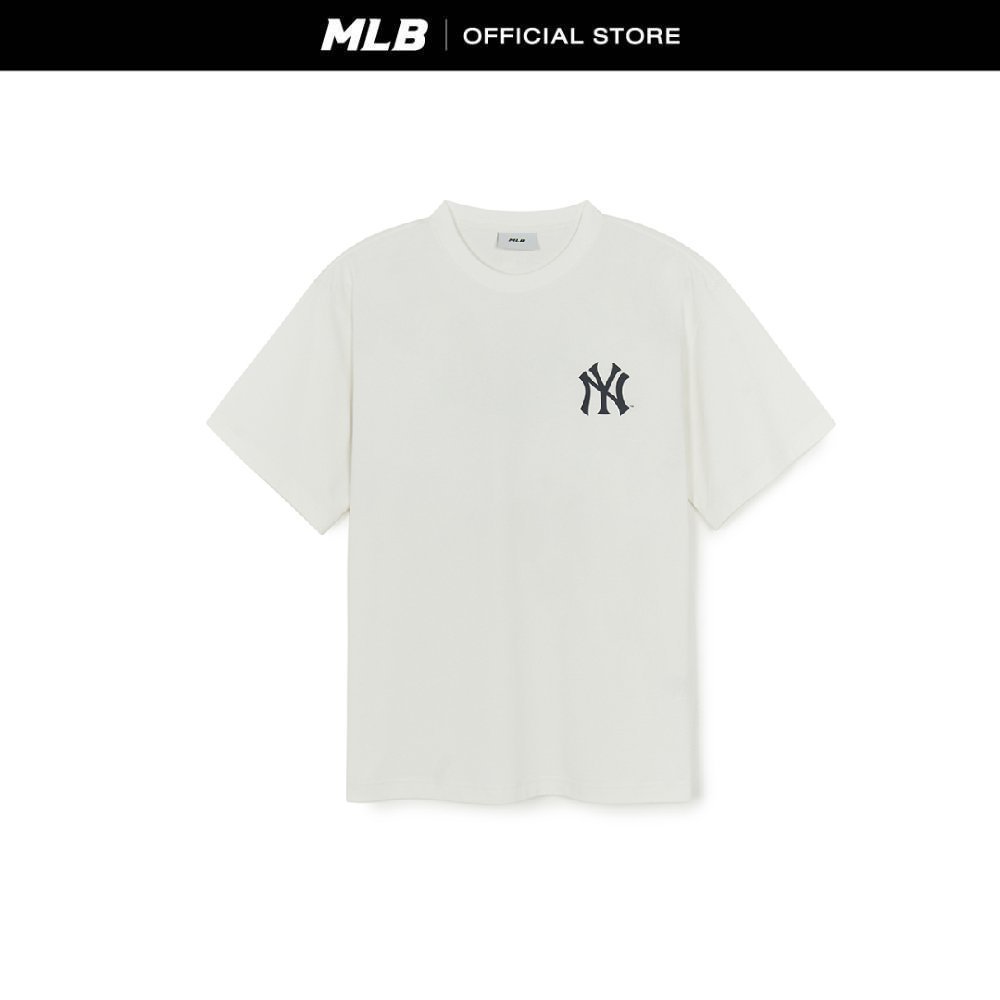 MLB เสื้อยืด ยูนิเซ็กส์ Varsity Over Fit T-Shirts รุ่น 3ATSV0154 50IVS สีขาวงาช้าง
