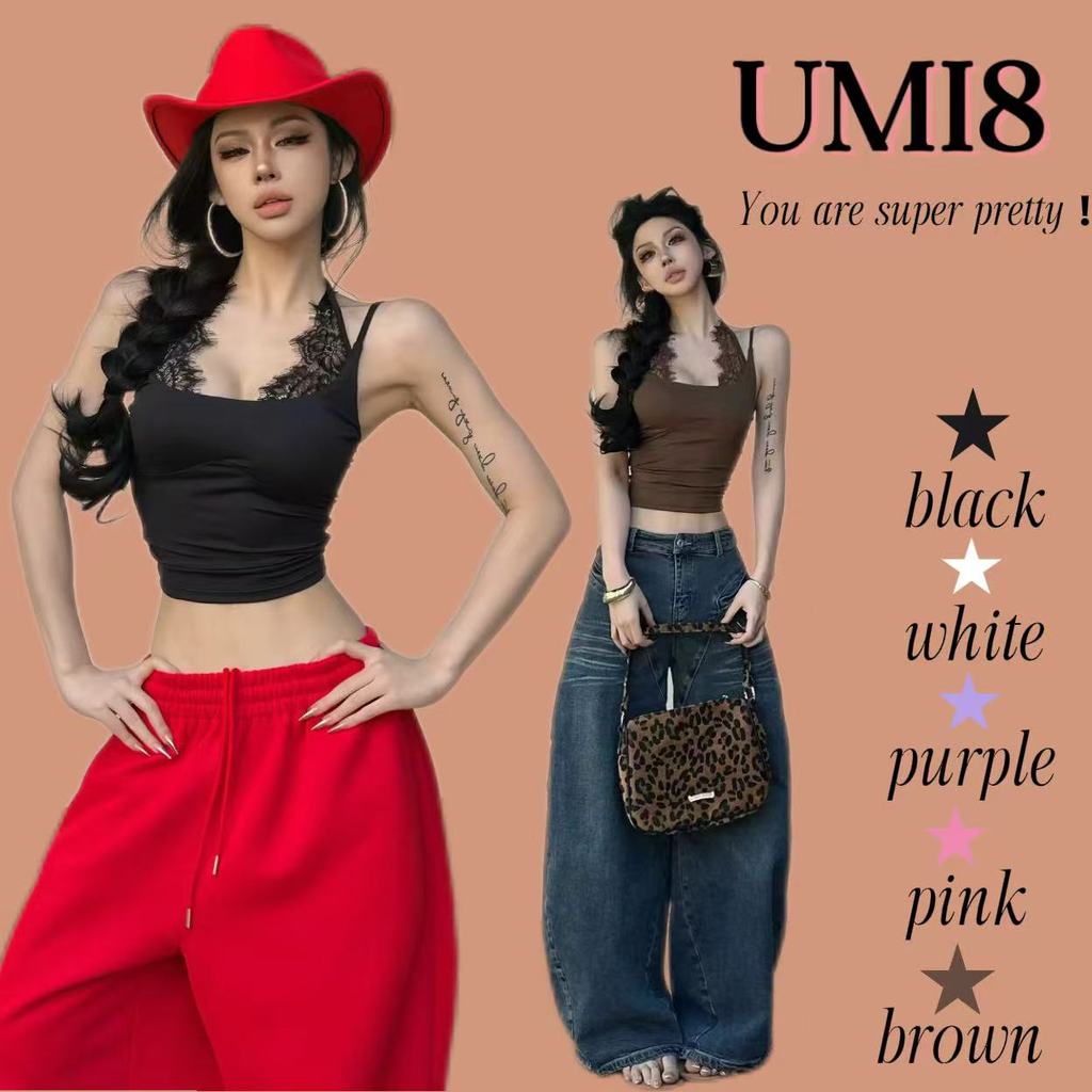 UMI8💝【ในสต็อก】💝 เสื้อกล้ามแต่งระบายสำหรับผู้หญิง สไตล์ใหม่ฤดูร้อนปี 2026 เสื้อครอปสั้นสไตล์ฝรั่งเศสช่วยให้ดูผอมเพรียว