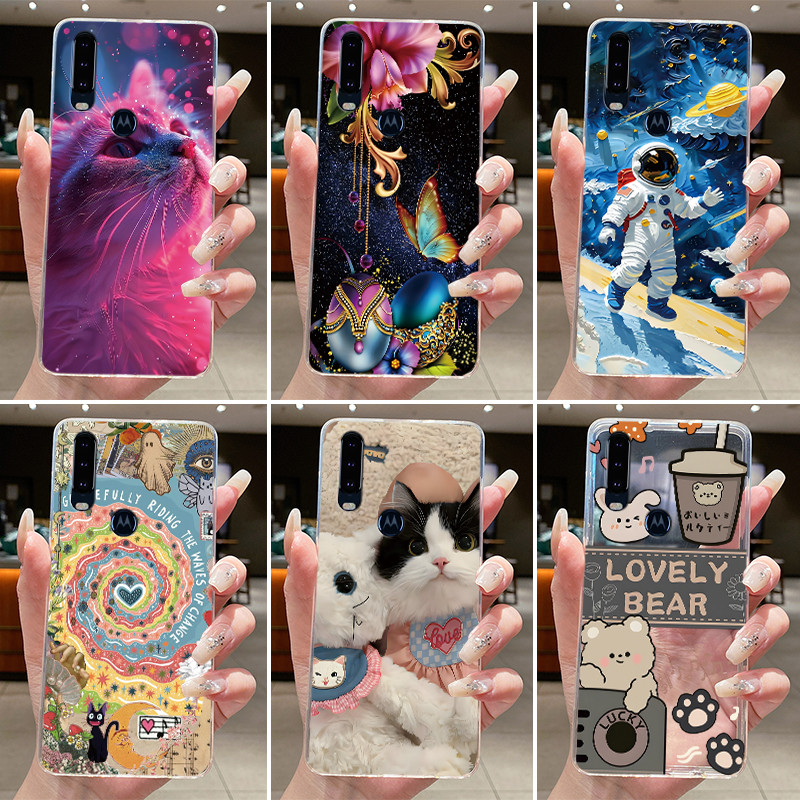 ปลอกสําหรับ Motorola One Action / One Vision Case ความงามแฟชั่นแมวน่ารักซิลิโคนอ่อนนุ่มปกหลังโปร่งใส TPU เคสโทรศัพท์
