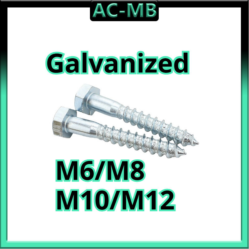 น็อต สกรู หัวเหลี่ยม สกรูงานไม้ ยึดไม้ เกลียวปล่อย ขันไม้ / Hex Lag Screw M6/M8/M10/M12 * L20-200mm AC-MB