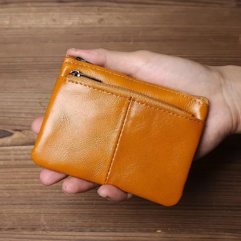 Wallet Men Money bag man Soft Leather Small Wallet Business Card Holder Ultra-Thin Small Card Holder First Layer Leather Simple Zipper Drivers License bag Bus Card Key Case amj20266.my06.10 thumbnail 10