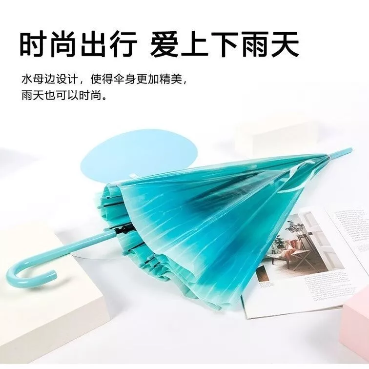 ร่มโปร่งใสไล่ระดับสี ด้ามจับโค้งกึ่งอัตโนมัติ รุ่น G6 thumbnail 10