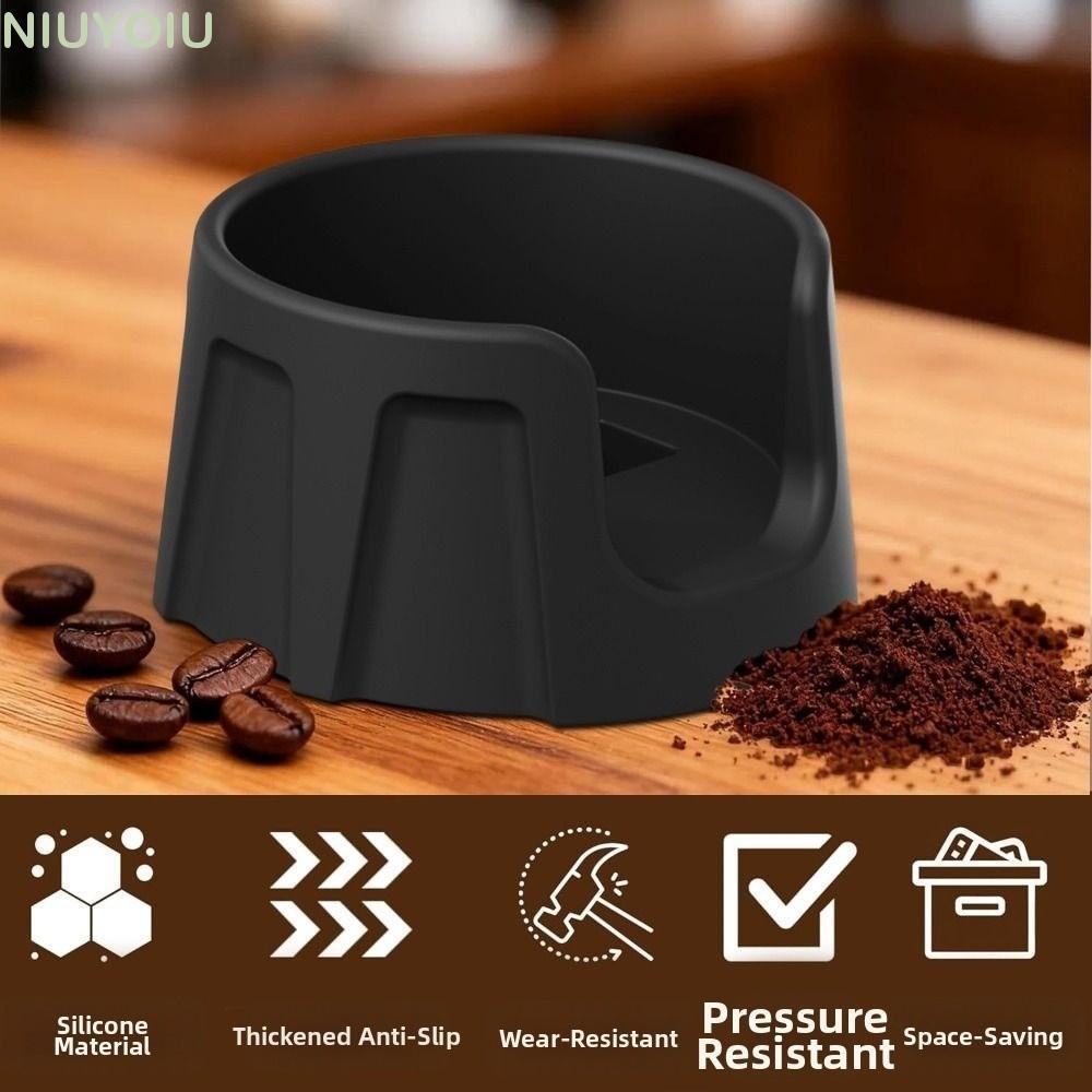 NIUYOIU ที่วางแทมเปอร์กาแฟ, ฐานกดกาแฟกันลื่นที่ปรับปรุงได้ Tamping Stability, ทนทานซิลิโคนทนความร้อน Espresso Tamping Station ชงกาแฟ