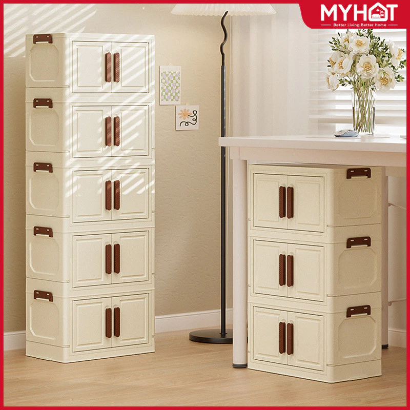 MYHOT ตู้เก็บของ【40cm/60cm】ตู้เก็บของพับได้ ตู้เก็บของ สไตล์การออกแบบโมเดิร์น เหมาะสำหรับจัดเก็บ