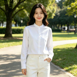 เสื้อเชิ้ตผู้หญิงแขนยาว รุ่นใหม่ เสื้อทำงานผู้หญิง เสื้อออฟฟิศ ทรงเข้ารูป สุภาพ ดูดี สไตล์เกาหลี