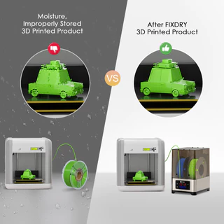 FIXDRY 3D เครื่องพิมพ์ Filament เครื่องอบผ้าพร้อมพัดลม, 110W PTC Dehydrator กล่องเครื่องเป่าอุ่น, ปิด-ปล่อยความร้อนคงที่, อุณหภูมิความชื้น, 2 Spool Compatible