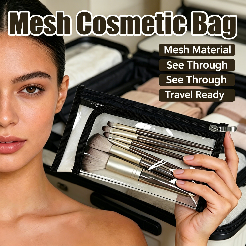 Washbag กระเป๋าจัดเก็บผู้หญิงตาข่ายแต่งหน้าใสแป้งกระเป๋าอุปกรณ์อาบน้ํา Washbag