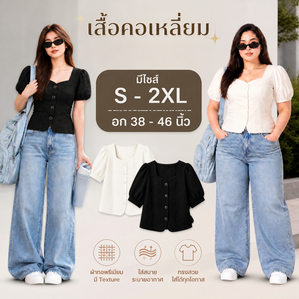 Kaekai พร้อมส่ง เสื้อครอป แขนสั้น คอเหลี่ยม แต่งกระดุมมุขเก๋ๆ ทรงเรียบง่าย เนื้อผ้าลินิน ใส่สบาย ทรงสวยสมราคามาก