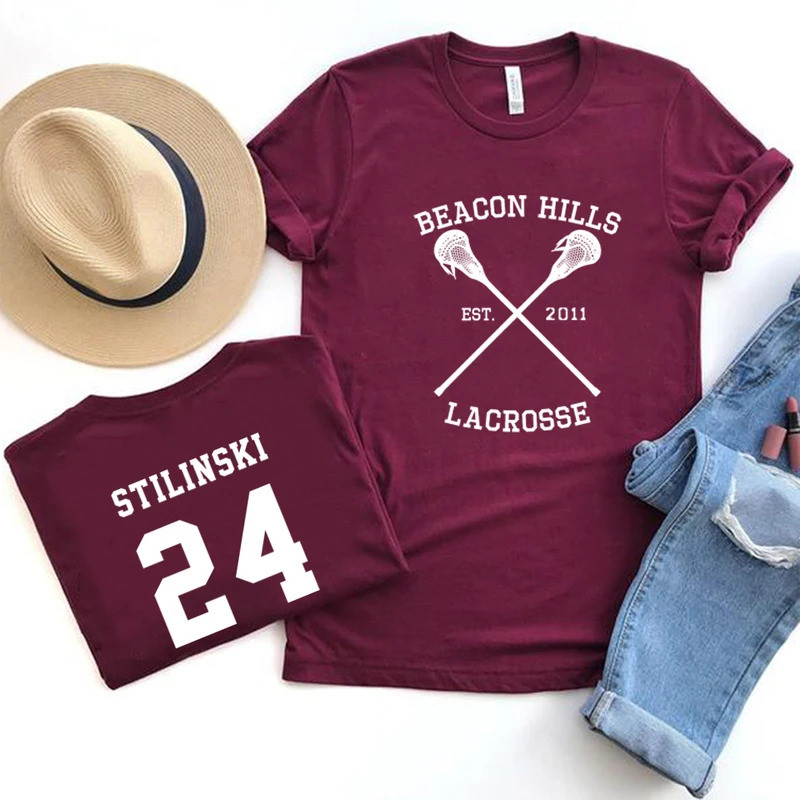 เสื้อยืด Teen Wolf Stiles Stilinski 24 McCall 11 สำหรับผู้หญิงและผู้ชาย เสื้อ Beacon Hills Lacrosse 