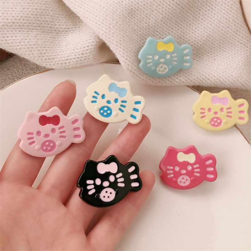 ชุด6ชิ้นปลาขนาดเล็กลูกแมวการ์ตูนกิ๊บโบว์หวานสาวด้านผมหักเรียบคลิป
