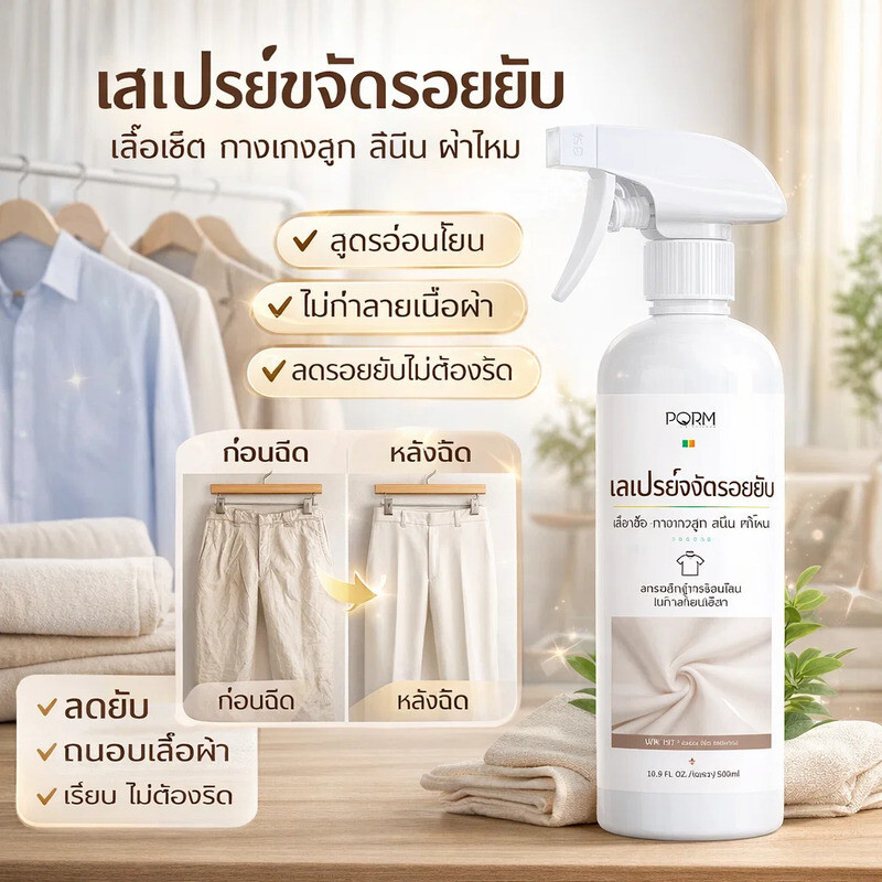 【สเปรย์รีดผ้าเรียบ】สเปรย์ขจัดรอยยับ ผ้านุ่มลื่น แห้งไว ไม่ต้องใช้เตารีด ใช้งานง่าย เหมาะกับเสื้อเชิ้ต ชุดทำงาน เดรส พกพาสะดวก
