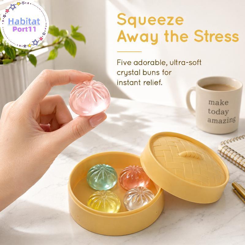 HabitatPort 5 ชิ้นความเครียดบรรเทาของเล่น Mini Dumplings Soft Squishy ชุดสําหรับผ่อนคลายทุกวัน th