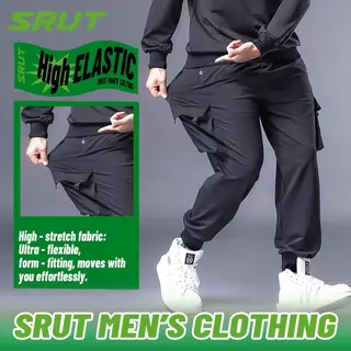 5XL 8XLกางเกงคาร์โก้ผู้ชาย พลัสไซส์ ทรงโอเวอร์ไซส์หลวม หลายกระเป๋า สีดำ ใส่สบายทุกอิริยาบถ ขายดี