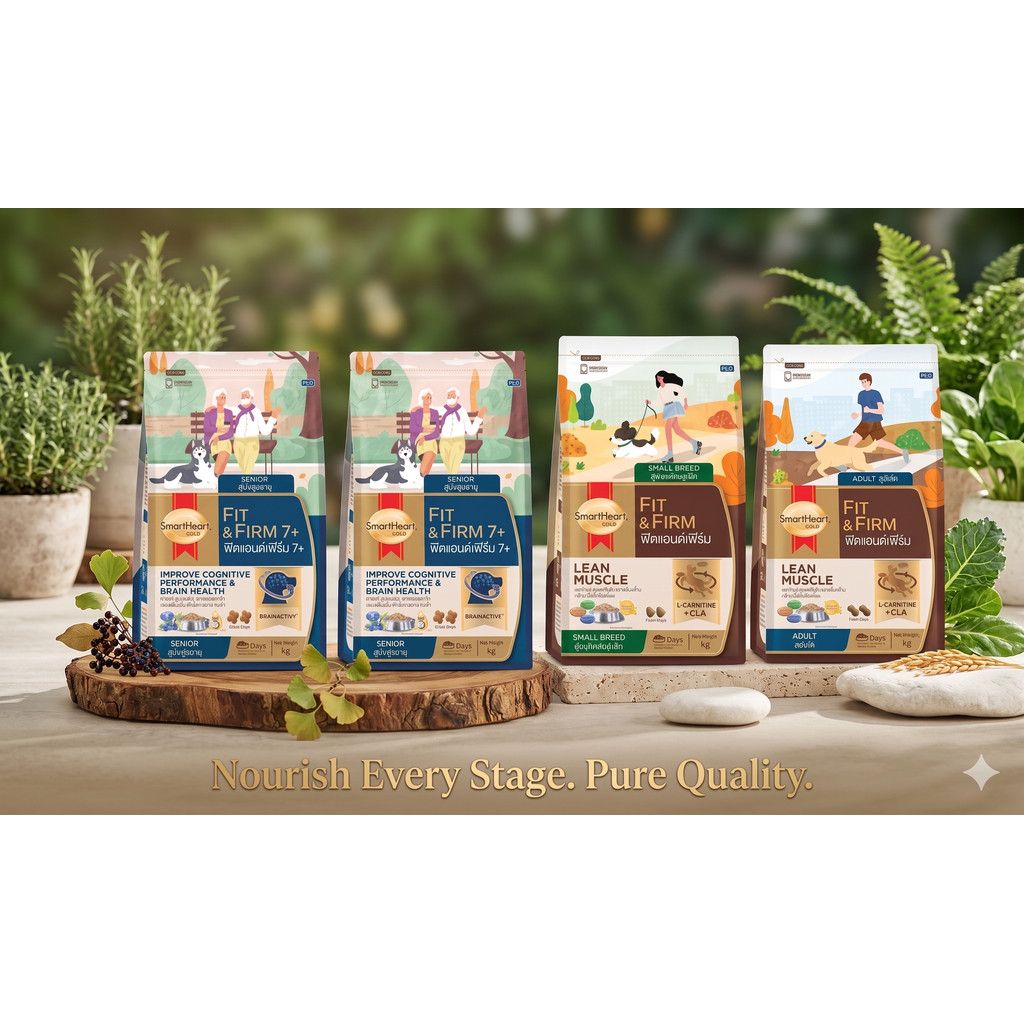 SmartHeart-Gold(Fit&Firm) สุนัขทุกสายพันธุ์ ขนาด 20 กิโลกรัม{อาหารสุนัขเม็ด}