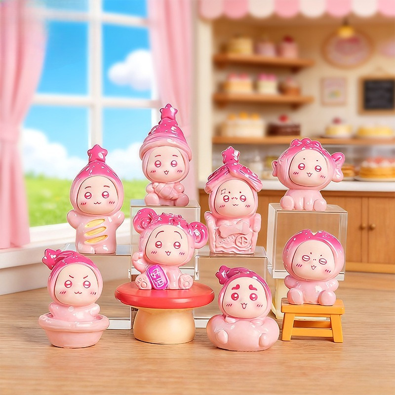 8 ชิ้น Pink Star ขนมเด็ก 3D เรซิ่น Charms สําหรับ DIY (9-380)