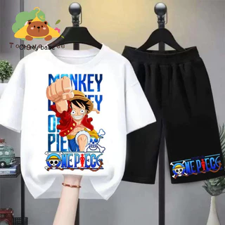 [COD]LE2(hot) KID ใหม่!!! ชุดใหม่สำหรับเด็ก ลายการ์ตูนน่ารัก วันพีซ ONE PIECE ลวดลายมังกี้ ดี ลูฟี่ เสื้อผ้าเด็ก ชุดเส