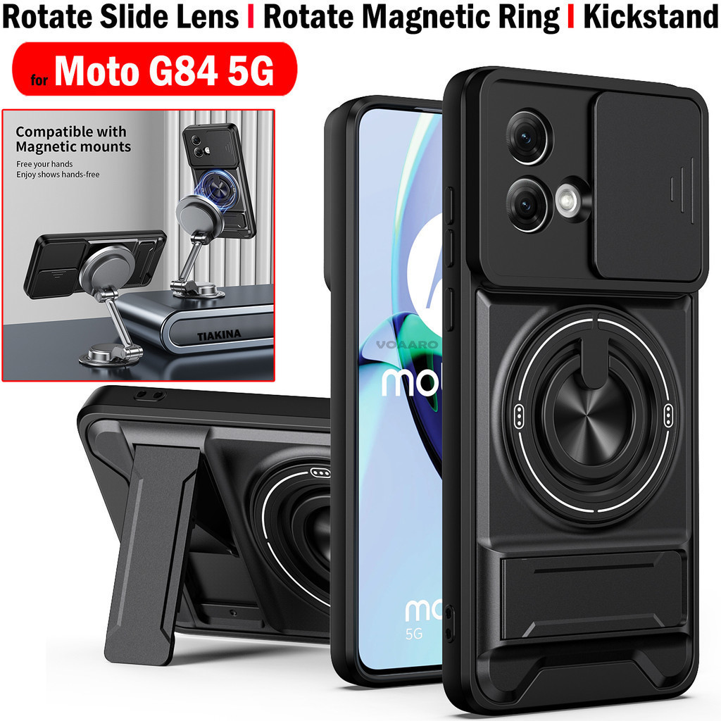 สไลด์เลนส์ Funda สําหรับ Motorola Moto G84 5G กรณีหมุนแหวนแม่เหล็กสําหรับ Motorola G84 5G กรณีพับ Ki
