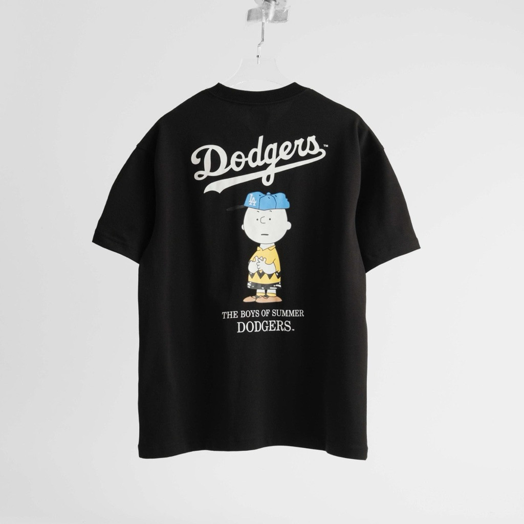 同款男女夏季MBL DODGERS Snoopy เสื้อยืดคอกลมพิมพ์ลายการ์ตูน