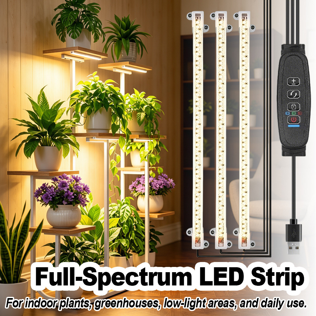 1-4Head Full Spectrum LED Grow Light Strips Dimmable พร้อมตัวจับเวลา Hydroponic USB 220 มม.5V อัจฉริยะ Dimming ความสว่าง Phyto โคมไฟเรือนกระจกพืชในร่มเมล็ดพันธุ์ดอกไม้ต้นกล้า