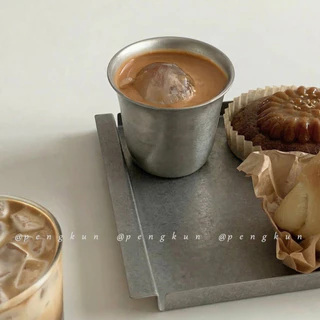 Ins Style Retro 304 ถ้วยกาแฟสแตนเลสสไตล์อุตสาหกรรมถ้วยสกัดปากกว้าง Frosted Ice American Latte ถ้วยดื่ม
