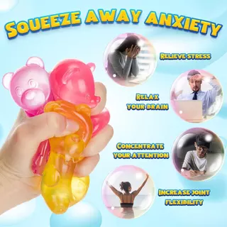 4 ชิ้น Needoh หมีน่ารัก Squishy ของเล่น Maltose Sensory Anti Stress ของเล่น Maltose Slow Rebound Squishy บีบนุ่มความวิตกกังวล Calming