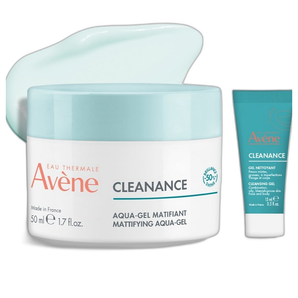 [avene] Cleanance Mattifying Aqua-Gel + Cleanance Cleansing Gel, 50ml & 15ml, 1 ชิ้น / Korean Aqua-G