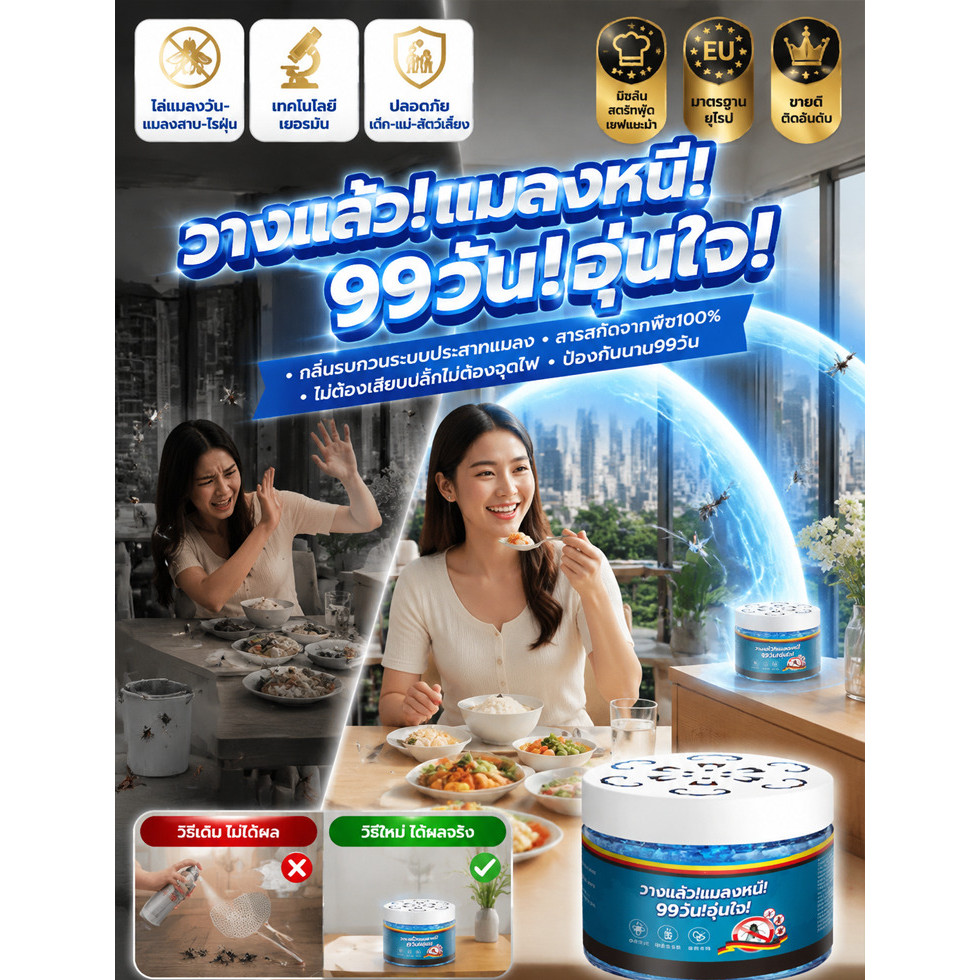 เครื่องไล่แมลงอัจฉริยะ อเนกประสงค์ ไล่ยุง แมลงวัน แมลงรบกวน ปลอดภัยใช้ในบ้านและกลางแจ้ง เหมาะสำหรับครอบครัวและตั้งแคมป์
