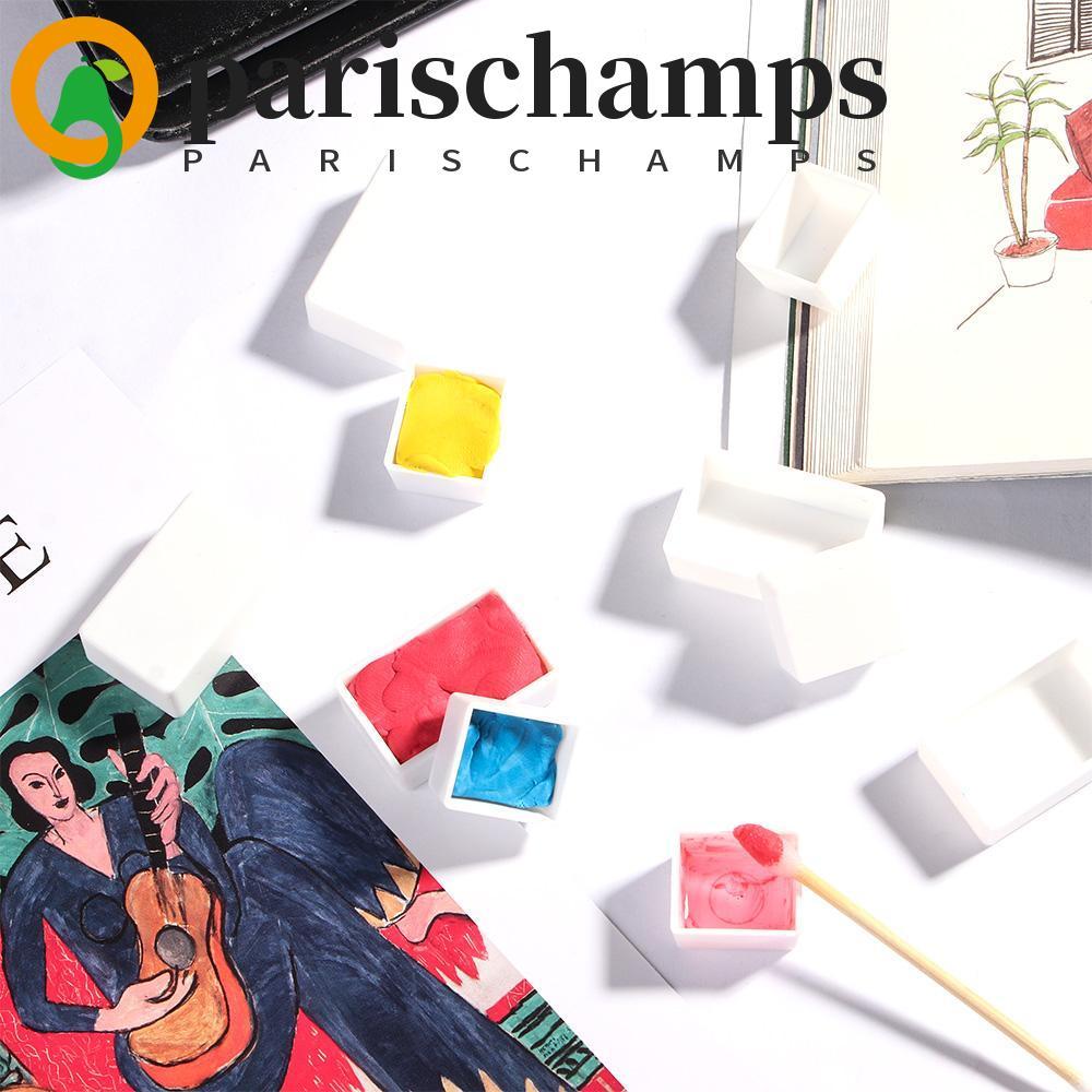 PARISCHAMPS สีน้ําสีตารางครึ่งแพนศิลปินพลาสติกสีขาวที่ว่างเปล่าเต็มแพนอุปกรณ์ศิลปะ