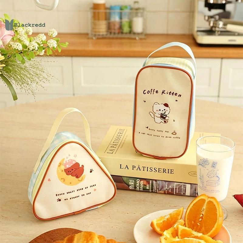 BRED กระเป๋าใส่กล่องข้าวเก็บความร้อนลายการ์ตูนทนทาน Insulated Reusable Tote สําหรับเด็กกิจกรรมในโรงเรียนและกิจกรรมกลางแจ้ง