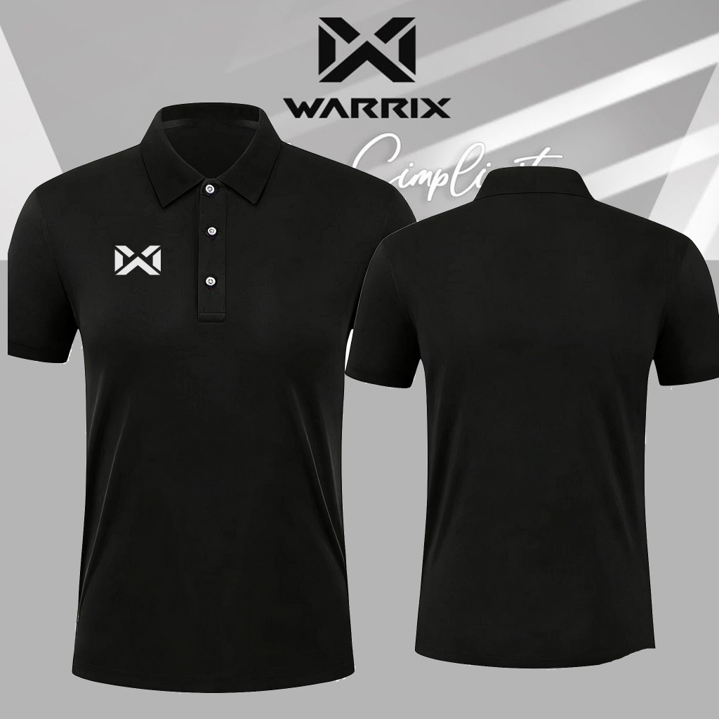 WARRIX เสื้อโปโลสีดํา Warrix รุ่น PIQUE เสื้อโปโลแขนสั้นวอริกซ์ WARRIX polo size S-3XL